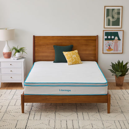 Linenspa 10 Inch Memory Foam and Spring Hybrid Mattress - Medium Feel - Bed in a Box - Quality Comfort and Adaptive Support - Breathable - Cooling - Guest Bedroom - California King Size