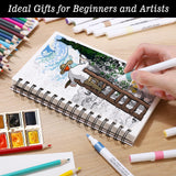 4 Pack Mixed Media Sketchbook, 5.5x8.5 inches Drawing Paper Sketch Book, 98lb/160gsm Heavyweight Spiral Bound Sketch Pads, Suitable for Wet and Dry Media, Drawing, Painting, Sketching(200 Sheets) Prudiut