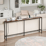 ZENY 70 Inch Console Table with Outlet, Narrow Sofa Table with Charging Station, Long Entryway Table, Hallway Table, Behind Couch Table for Living Room, Entryway, Foyer, Rustic Brown ZENY