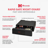 Hornady Rapid Safe Night Guard – Nightstand Gun Safe with RFID Reader, Clock, USB Ports – RFID Safe for Fast, Multiple Method Entry – Includes Rapid Safe, 3 Methods of Entry and Security Cable Hornady