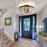 KSRYSZCQ Black Crystal Ceiling Light 4 Light Semi Flush Mount Ceiling Light Crystal Close to Ceiling Light Fixtures for Bedroom Living Room Kitchen Hallway KSRYSZCQ