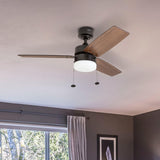 Prominence Home Reston, 42 Inch Modern Farmhouse LED Ceiling Fan with Light, Pull Chain, Dual Mounting Options, Dual Finish Blades, Reversible Motor - 51015-01 (Bronze) Prominence Home
