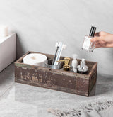 TIMRIS Farmhouse Distressed Wooden Storage Box, Rustic Bathroom Decor Box, Decorative Toilet Tank Basket Nice Butt, Solid Reclaimed Wood Organizer Box with Handles (Random) TIMRIS