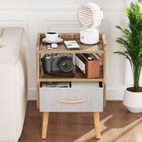 LUCKNOCK Night Stand with Drawer, Modern Nightstand, Bedside Tables, Mid Century Nightstands with Open Storage Shelf, Wood Bedside Table, Small Night Stands for Bedroom, 2-Tier Night Table, Walnut. LUCKNOCK