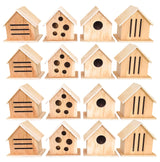 12 Pack Oojami Wooden Bird, Bee, Insect, and Butterfly Houses, DIY Paintable Craft Kit, Bulk Set for Kids and Adults, Outdoor Garden Habitat for Pollinators Oojami