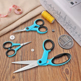 Asdirne Fabric Scissors, Scissors Set with Sharp Stainless Steel Blade and Soft Handles, Including Sewing Scissors, Craft Scissors and Embroidery Scissors, 3PCs, Blue/Black Asdirne