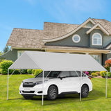 Canopy Replacement Cover for 10' x 20' Carport Frame, 200G Heavy Duty Replacement Top Cover for Car Garage, Waterproof & UV Protected Tarp with 48 Ball Bungees (Only Cover, Frame Not Included), White Fetuero