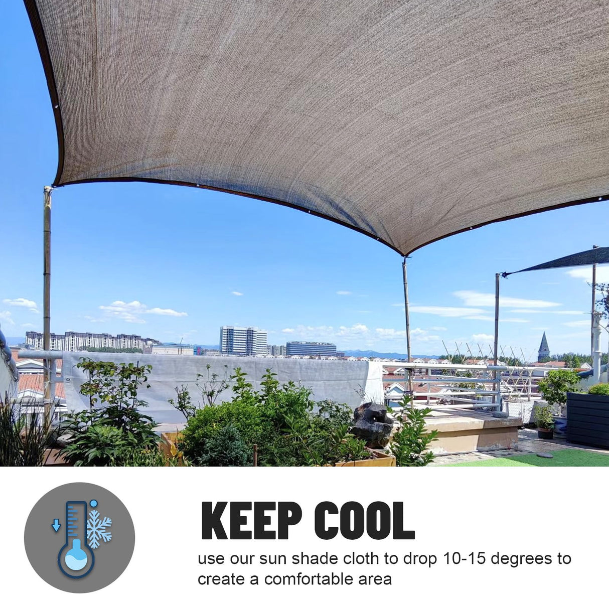 SUNNY GUARD 70% Shade Cloth, 20x20ft Mesh Tarp with Grommets, Shade Tarp for Garden, Plant, Canopy, Patio, Greenhouse, Pergola,Black SUNNY GUARD