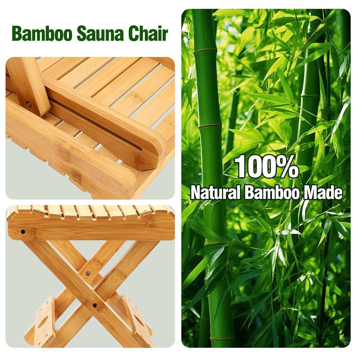 WSBXBB Bamboo Sauna Chair, Portable Steam Sauna Chair Indoor, Steam Sauna Seat, Great for Portable Sauna Box for Home, Steam Sauna Accessories. Outdoor Camping Fishing Beach Chair WSBXBB