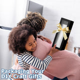 Honoson 24 Pcs Gift Boxes for Sublimation Tumblers Transparent Gift Box with Ribbon for 12oz, 20oz, 30oz Heat Press Sublimation Blanks Skinny Cup for Shipping Gift Wrapping (Black) Honoson