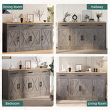 Shintenchi Buffet Cabinet with Storage,53.4" Large Kitchen Storage Cabinet with 3 Drawers and 4 Doors,Wood Farmhouse Buffet Sideboard with Adjustable Shelf for Kitchen Living Room,Ash Grey Shintenchi