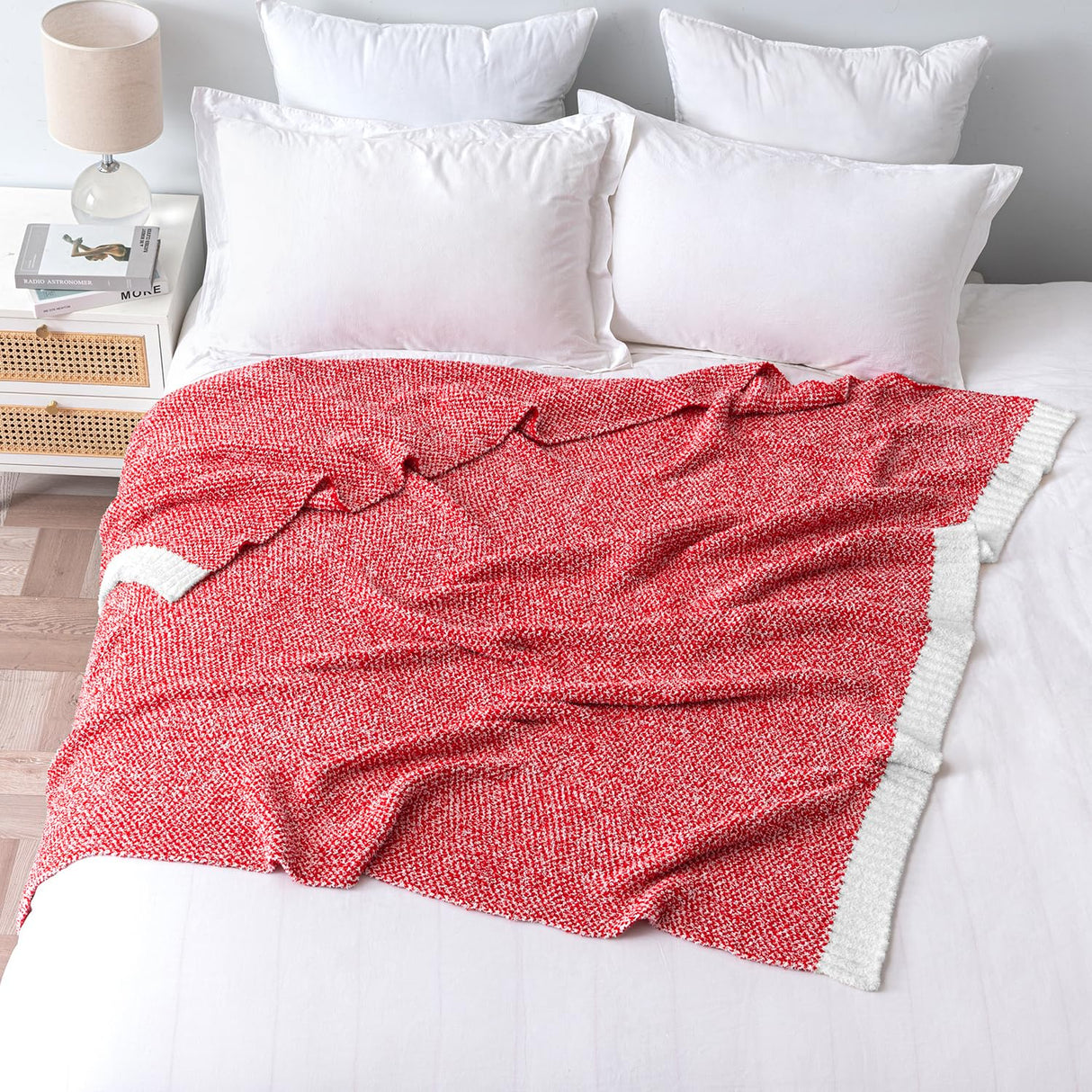 MIULEE Christmas Red Super Soft Throw Blanket for Couch, Cozy Fluffy Warm Blankets Knit Throw Blankets for Sofa, Bed, Chair, Living Room, Camping, Picnic, 50 x 60 inch MIULEE