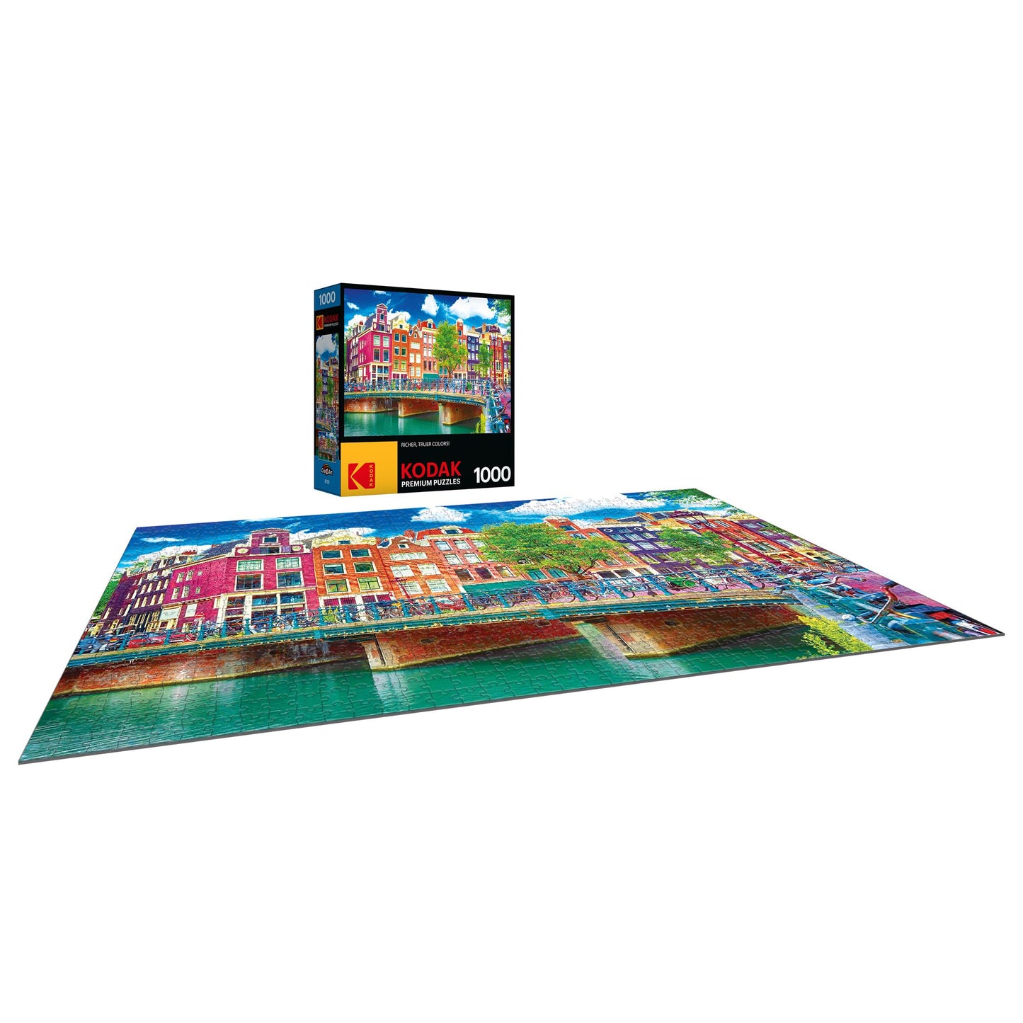 RoseArt - Kodak Premium - Colorful Waterfront Buildings, Amsterdam - 1000 Piece Jigsaw Puzzle for Adults