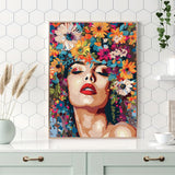 Ohhvvow Diamond Art Painting Kits for Adults, Abstract Oil Painting Girl with Flower Hair Full Drill Diamond Dots Paintings for Beginners, Round 5D Paint Gem Art Painting Kits12x16 Inch Ohhvvow