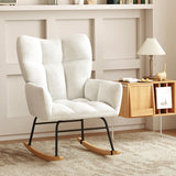 Murago Rocking Chair Nursery, Nursery Rocking Chairs, Baby Rocker, Glider Rocker, Safety Anti Tip Design, 440 Lb. Capacity, Cotton Fabric Cover, White Murago