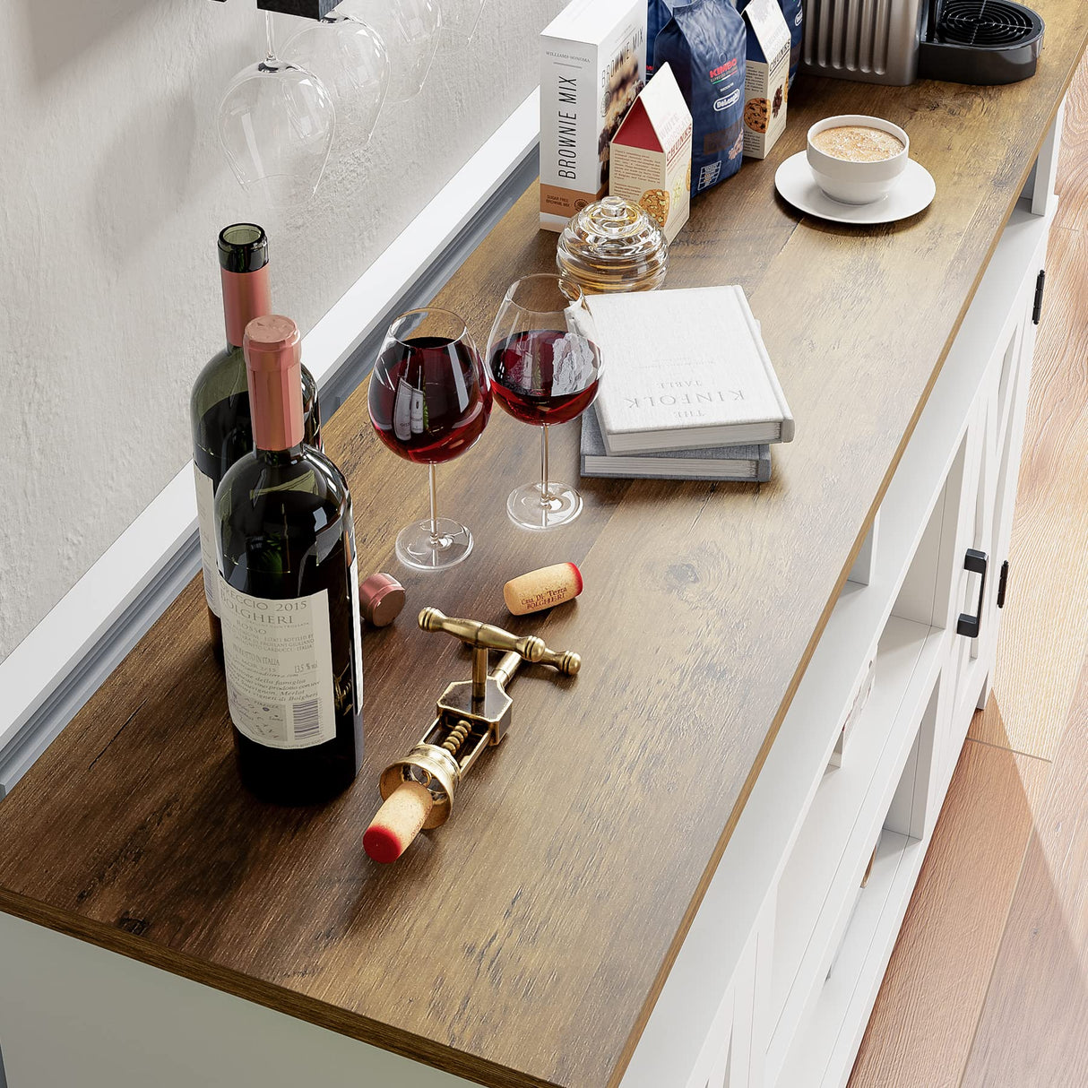 HOSTACK Barn Door TV Stand for TVs Up to 65", Modern Farmhouse Wood Entertainment Center, Media Console Table with Storage Cabinet & Adjustable Shelves, Buffet Sideboard for Dining Room, White HOSTACK