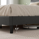 ZINUS Full Piper Upholstered Platform Bed with Horizontal Paneled Headboard, Wooden Slat Support, No Box Spring Needed, Easy Assembly, Eco Friendly Packaging, Dark Grey ZINUS