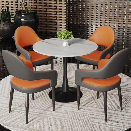 YUGXTH Office Reception Room Club Table and Chair Set, Coffee Kitchen Dining Table Set for 4, Business Conference Room Coffee Table, 80 Cm Office Conference Table, Space-Saving(Orange+Dark Gray)