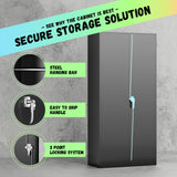 INTERGREAT Wardrobe Cabinets with Locking Doors and Shelves, Clothing Locker 72" X 32" X 16" Storage Cabinets for Home Room,Fire Department, School, Employee,Gym,Government (Black) INTERGREAT