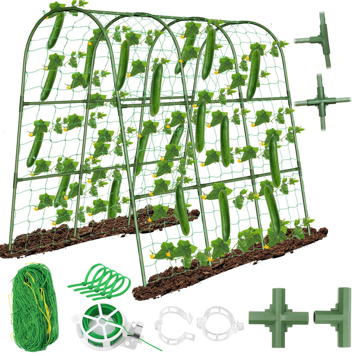 Cucumber Trellis for Raised Bed 65"×48", Garden Arch Trellis for Climbing Plants Outdoor, Metal Garden Trellis for Vegetables, Cucumber Trellis for Tomato, Bean, Pea, Grape, Plant, Squash Tetutor