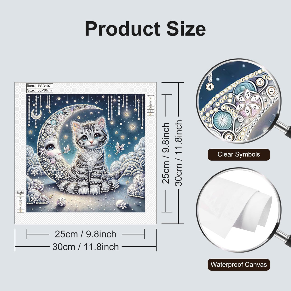 Stalente Diamond Painting Kits for Adults Cat and Moon, 5D Special Shape Diamond Art Kits for Beginners, Crystal Rhinestones Diamond Painting for Home Wall Decoration Gift 12×12inch, Animal Stalente