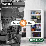 Letaya Metal Garage Storage Cabinets with Lock Door and Adjustable Shelves, Steel Tool Cabinets for Home,Office,Warehouse Organisieren (White, 71" H) Letaya