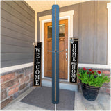 Outdoor Welcome Sign for Front Porch Standing Large 2 Sided 45"X9" Wooden Frame Tall Vertical Leaner Long Home Sweet Home Front Door Sign for Rustic Outside Farmhouse Modern Decor (Wood Black) Surfapans