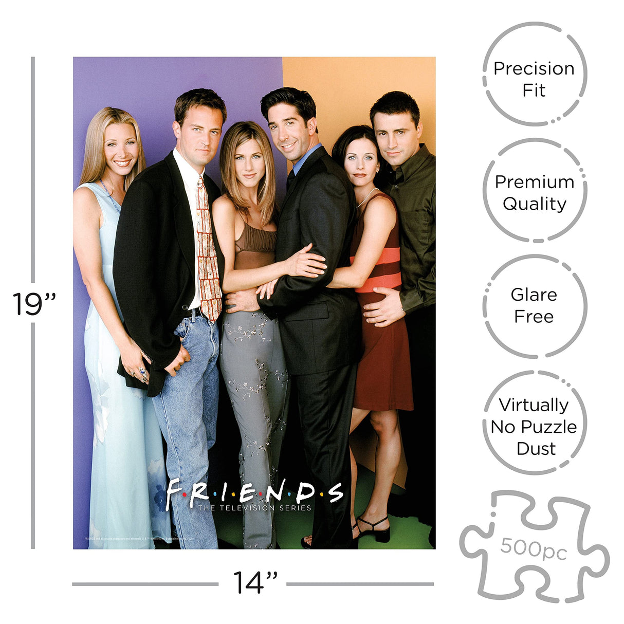 AQUARIUS Friends Cast Puzzle (500 Piece Jigsaw Puzzle) - Officially Licensed Friends TV Show Merchandise & Collectibles - Glare Free - Precision Fit - 14 x 19 Inches AQUARIUS