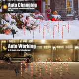 Bstge Christmas Decorations Outdoor, 10 Pcs Candy Cane Lights, 21'' Solar Pathway Lights with 8 Lighting Modes, Waterproof Garden Lights for Christmas Patio Yard Walkway Decorations Bstge