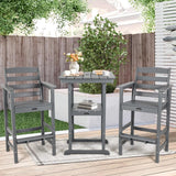 FUNBERRY Outdoor Bar Set with Umbrella Holes, Tall Adirondack Chairs and Table, All Weather HDPE Bar Height Outdoor Table and Chairs Set for Bistro Patio Balcony FUNBERRY