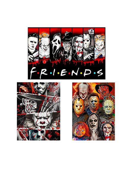 LILEIDECO 3 Pack Halloween Diamond Art Kits for Adults Beginners,Horror Diamond Painting Kits for Adults,5D Full Drill DIY Diamond Dot Gem Art Kit Wall Home Decor Arts Craft 12x16 inch LILEIDECO