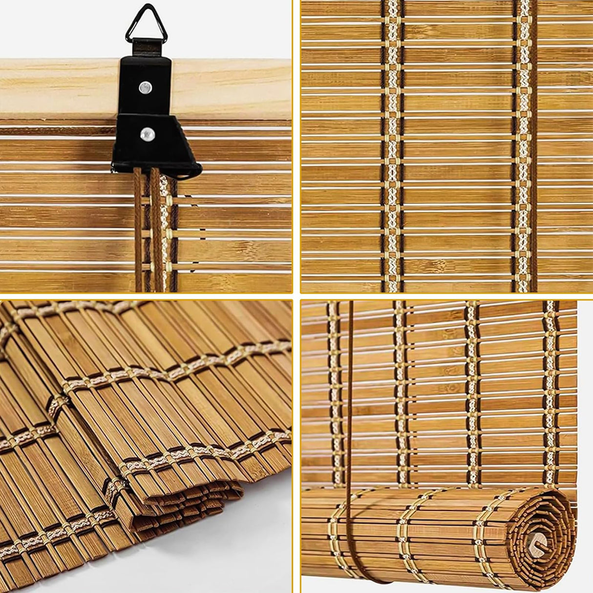 IMSGVIFO Bamboo Blinds,UV Protection Bamboo Roll Up Shades,Easy to Install Blinds for Interior Windows,Roman Curtains Shades for Indoor Windows Outdoor,Carbonized, 36x72 Inch IMSGVIFO