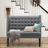 46" Small Modern Loveseat Settee Sofa 2-Seat Sofa Couch Tufted Love Seat Dining Bench with Nail Head Trim Back Banquette Sofas for Living Room Small Space Entryway Hallway Slate Tongli