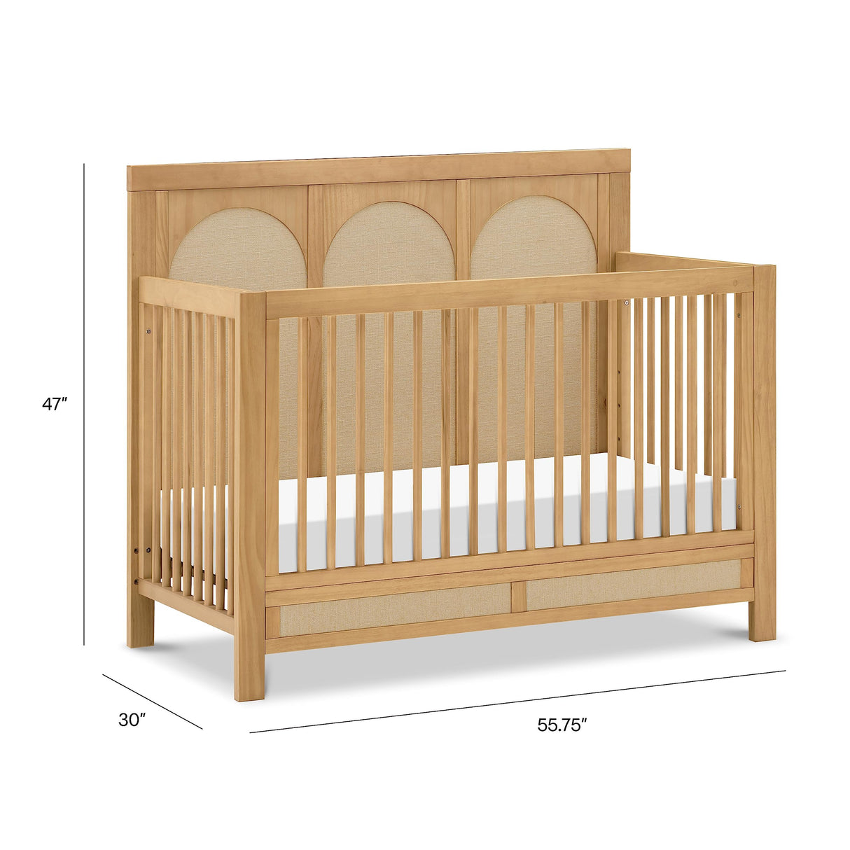 Namesake Eloise 4-in-1 Convertible Crib in Honey and Performance Sand Eco-Weave, GREENGUARD Gold Certified NAMESAKE