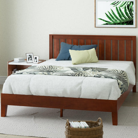 Zinus Vivek Deluxe Antique Espresso Wood Platform Bed Frame with Headboard - No Box Spring Required, Easy Assembly, Queen Size Zinus