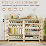 Tribesigns Shoe Cabinet with Adjustable Shelves: Modern Storage Buffet Cabinet with Acrylic Doors and LED Light, 5-Tier Wood Shoe Storage Organizer for Entryway, Living Room, Beige and Natural Wood Tribesigns