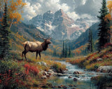 ZUVRDIAI Paint by Number for Adults, Grand Elk in Valley, Adult Crafts Paint by Numbers, DIY Handmade Gifts 16x20 inch ZUVRDIAI