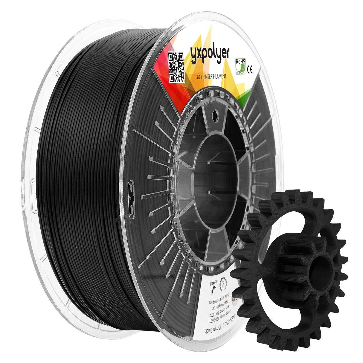 YXPOLYER ABS ESD Safe 3D Printing Filament 1.75mm 1kg Electrostatic Discharge Anti-Static ABS Engineering Industrial-Grade Filament for Electronics Industry with Heat-Resistant PC Spool yxpolyer