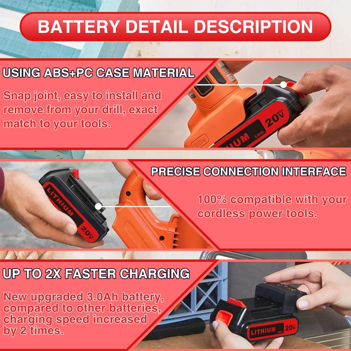 3000mAh 20V Replacement for Black and Decker Battery LBXR20 Max Lithium ion LB20 LBX20 LST220 LBXR2020-OPE LBXR20B-2 LB2X4020,2-Pack VANTTECH