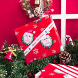 WRAPAHOLIC Reversible Christmas Wrapping Paper - Mini Roll - 17 Inch x 33 Feet - Red Santa Claus and Stripes Design for Christmas, Holiday, Party Celebration WRAPAHOLIC