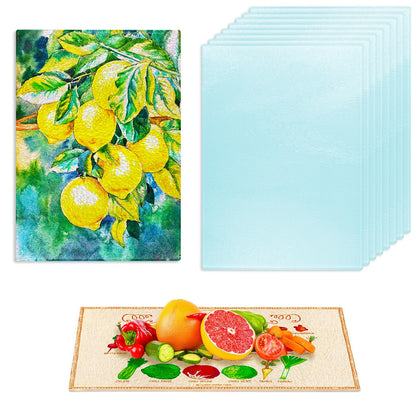 10 Pack Sublimation Glass Cutting Board Blanks, 11"x7.87" Heat Thermal Transfer Sheet DIY Picture Chopping Board, Textured Blank Cutting Boards for Kitchen Countertop