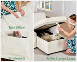 AMERLIFE Sleeper Sofa, 2-in-1 Sofa Bed with Storage Chaise, Pull Out Sofa Couch for Living Room, Guest Room, Boucle White AMERLIFE