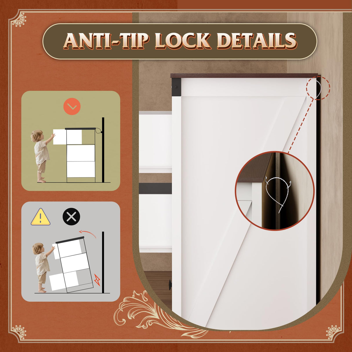 WLIVE Farmhouse 9 Drawer Dresser, 63" Wide Dresser Storage Organizer, Wood Dresser for Bedroom,TV Stand for 70 inch TV, Chest of Drawers for Living Room, Hallway, Ball Bearing Slide (White) WLIVE