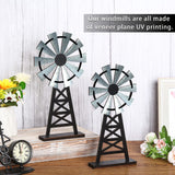 Yalikop Set of 2 Wooden Farmhouse Windmill Table Top Decor Wood Small Distressed Black Grey Rustic Windmill Themed Table Decor for Kitchen Garden Home Yalikop