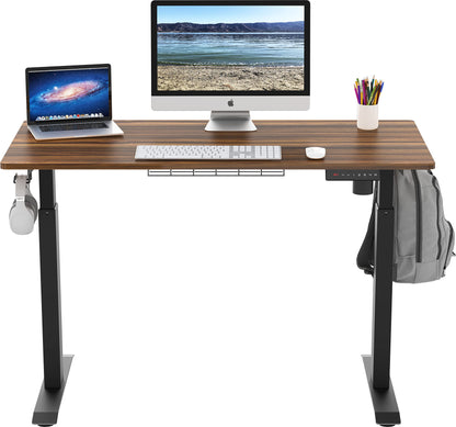 SHW Memory Preset Electric Height Adjustable Standing Desk, 48 x 24 Inches, Walnut - WoodArtSupply