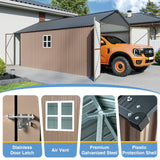 Breezestival 12x20ft Metal Carport Shed, Triple Door Outdoor Storage Building with Car Port Entry & Side Door, 700 cu ft Utility Shed with 11" Snow Load Capacity for Garden, Vehicle, Bike Storage Breezestival