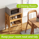 End Table Set of 2 Bamboo Nightstand Stackable Bedside Table Living Room Nightstand 2-Tier Storage Shelf Wood Sofa Table for Small Space Bed Room Living Room BMOSU