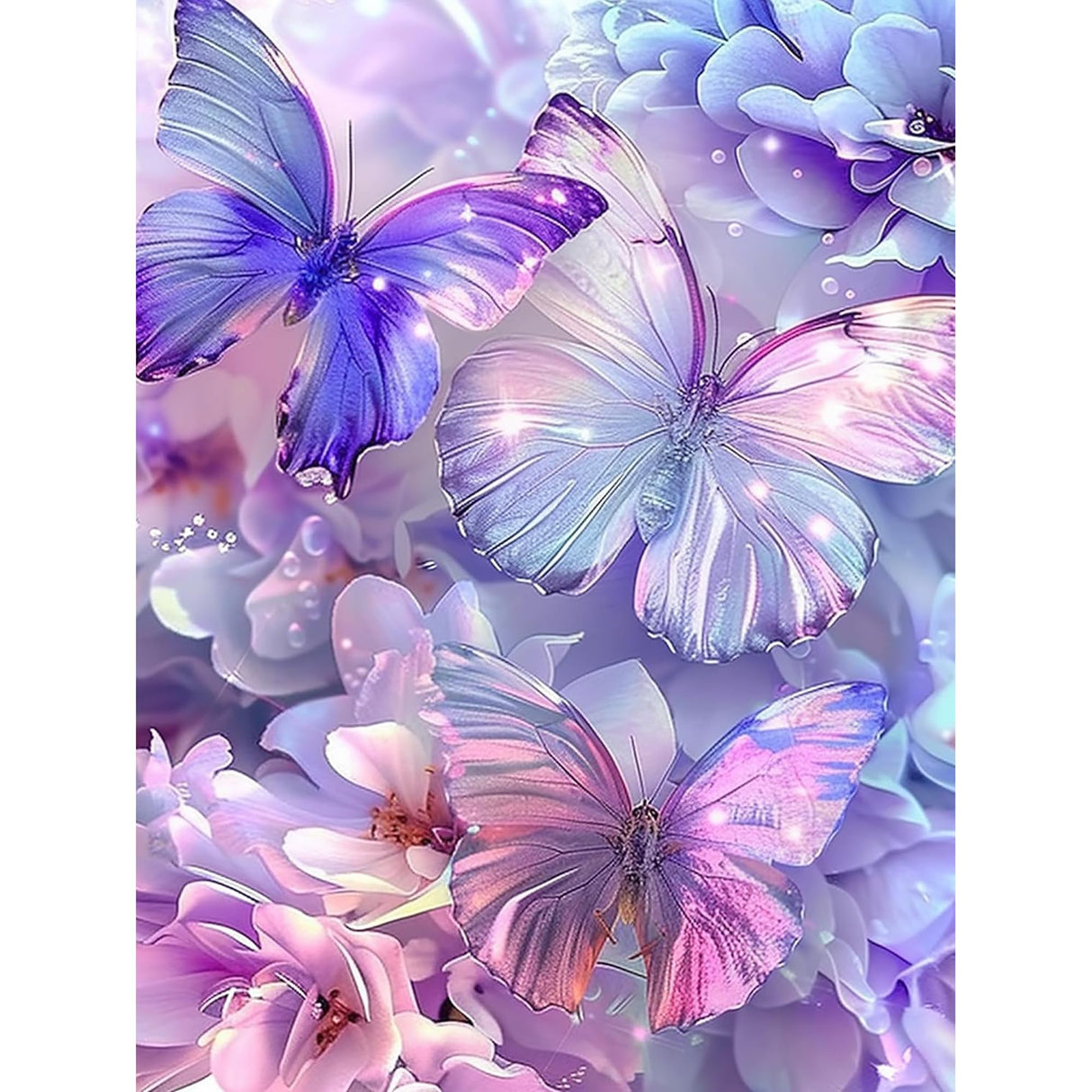 JOASURA Butterfly Diamond Art Kits for Adults,DIY Flowers Diamond Painting Round Full Drill 12x16in,5D Diamond Dots Art for Beginning Home Wall Decor JOASURA