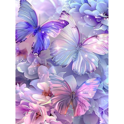 JOASURA Butterfly Diamond Art Kits for Adults,DIY Flowers Diamond Painting Round Full Drill 12x16in,5D Diamond Dots Art for Beginning Home Wall Decor