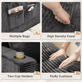 Homall Oversized Chaise Lounge Chair, Cloud Couch with Fluffy Upholstered, Deep Seat Sleeper Sofa Bed with Two Cup Holders, Comfy Boneless Couch No Assembly Required for Living Room, Apartment (Black) Homall